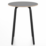 Parrish Round Cafe Table - Black Powder Coated Aluminum / Grey Laminate Plywood