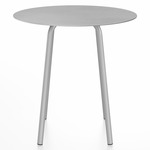 Parrish Round Cafe Table - Clear Anodized Aluminum / Hand Brushed Aluminum