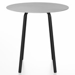 Parrish Round Cafe Table - Black Powder Coated Aluminum / Hand Brushed Aluminum