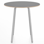 Parrish Round Cafe Table - Clear Anodized Aluminum / Grey Laminate Plywood