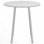 Parrish Round Cafe Table - Clear Anodized Aluminum / White Laminate Plywood