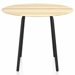 Parrish Round Cafe Table - Black Powder Coated Aluminum / Accoya Wood