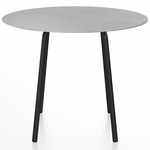 Parrish Round Cafe Table - Black Powder Coated Aluminum / Hand Brushed Aluminum
