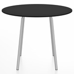 Parrish Round Cafe Table - Clear Anodized Aluminum / Black HPL