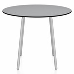 Parrish Round Cafe Table - Clear Anodized Aluminum / Grey HPL
