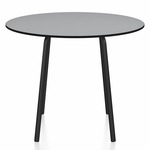 Parrish Round Cafe Table - Black Powder Coated Aluminum / Grey HPL