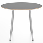 Parrish Round Cafe Table - Clear Anodized Aluminum / Grey Laminate Plywood