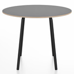 Parrish Round Cafe Table - Black Powder Coated Aluminum / Grey Laminate Plywood