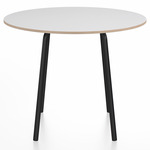 Parrish Round Cafe Table - Black Powder Coated Aluminum / White Laminate Plywood