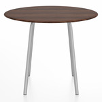 Parrish Round Cafe Table - Clear Anodized Aluminum / Walnut Plywood