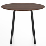 Parrish Round Cafe Table - Black Powder Coated Aluminum / Walnut Plywood