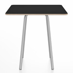 Parrish Square Cafe Table - Clear Anodized Aluminum / Black Laminate Plywood