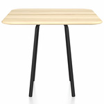 Parrish Square Cafe Table - Black Powder Coated Aluminum / Accoya Wood