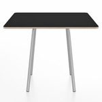 Parrish Square Cafe Table - Clear Anodized Aluminum / Black Laminate Plywood