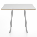 Parrish Square Cafe Table - Clear Anodized Aluminum / White Laminate Plywood