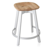 SU Bar/ Counter Stool - Clear Anodized Aluminum / Reclaimed Oak