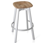 SU Bar/ Counter Stool - Clear Anodized Aluminum / Reclaimed Oak