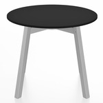 SU Low Round Table - Clear Anodized Aluminum / Black HPL