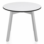 SU Low Round Table - Clear Anodized Aluminum / White HPL