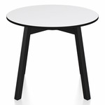 SU Low Round Table - Black Anodized Aluminum / White HPL