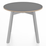 SU Low Round Table - Clear Anodized Aluminum / Grey Laminate Plywood