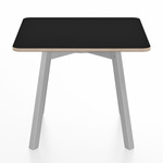 SU Low Square Table - Clear Anodized Aluminum / Black Laminate Plywood