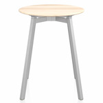 SU Round Cafe Table - Clear Anodized Aluminum / Accoya Wood