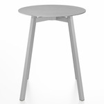 SU Round Cafe Table - Clear Anodized Aluminum / Hand Brushed Aluminum