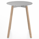 SU Round Cafe Table - Oak / Hand Brushed Aluminum