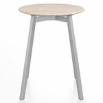 SU Round Cafe Table - Clear Anodized Aluminum / Ash Plywood