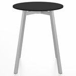 SU Round Cafe Table - Clear Anodized Aluminum / Black HPL