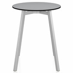 SU Round Cafe Table - Clear Anodized Aluminum / Grey HPL