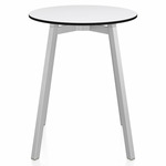 SU Round Cafe Table - Clear Anodized Aluminum / White HPL