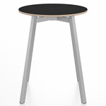 SU Round Cafe Table - Clear Anodized Aluminum / Black Laminate Plywood