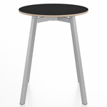 SU Round Cafe Table - Clear Anodized Aluminum / Black Laminate Plywood