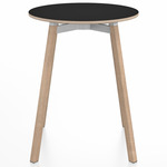 SU Round Cafe Table - Oak / Black Laminate Plywood