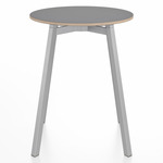 SU Round Cafe Table - Clear Anodized Aluminum / Grey Laminate Plywood