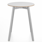 SU Round Cafe Table - Clear Anodized Aluminum / White Laminate Plywood