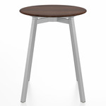 SU Round Cafe Table - Clear Anodized Aluminum / Walnut Plywood