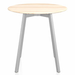 SU Round Cafe Table - Clear Anodized Aluminum / Accoya Wood