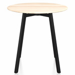 SU Round Cafe Table - Black Anodized Aluminum / Accoya Wood