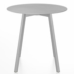 SU Round Cafe Table - Clear Anodized Aluminum / Hand Brushed Aluminum