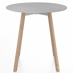 SU Round Cafe Table - Oak / Hand Brushed Aluminum