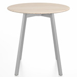 SU Round Cafe Table - Clear Anodized Aluminum / Ash Plywood