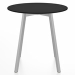 SU Round Cafe Table - Clear Anodized Aluminum / Black HPL