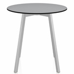 SU Round Cafe Table - Clear Anodized Aluminum / Grey HPL