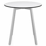 SU Round Cafe Table - Clear Anodized Aluminum / White HPL