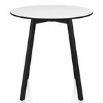 SU Round Cafe Table - Black Anodized Aluminum / White HPL