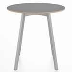 SU Round Cafe Table - Clear Anodized Aluminum / Grey Laminate Plywood