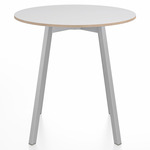 SU Round Cafe Table - Clear Anodized Aluminum / White Laminate Plywood